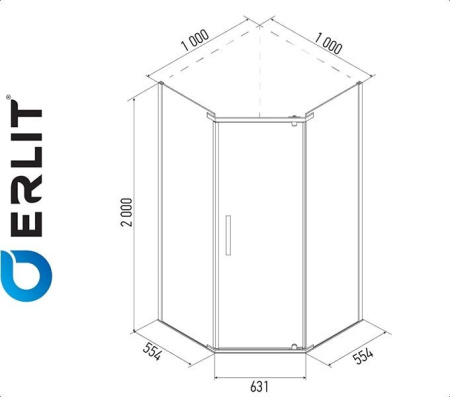 Erlit ER 10110V-C1 душевой уголок (прозрачное)