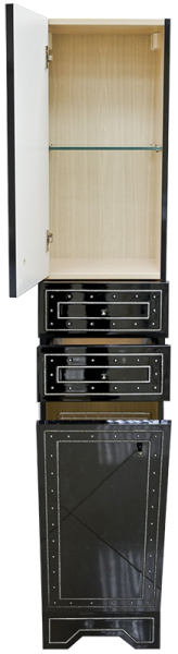 Фото Bella - 35 Пенал с 2 ящ + Б/К лев. черный с кристаллами Л-Бел05035-0216К2ЯЛ