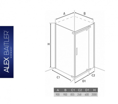 Alex Baitler AB 214-90 душевой уголок (прозрачное)